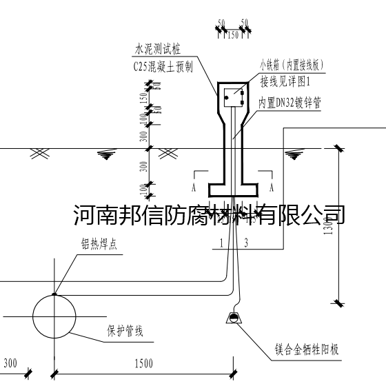 陰極保護C25混凝土預制水泥測試樁連接工藝